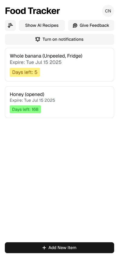 RoutineDB dashboard screen